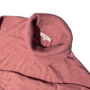 Women Ladies LOFT Sweater Rose Pink Mock Turtleneck Cowl Neck Tunic Size L
